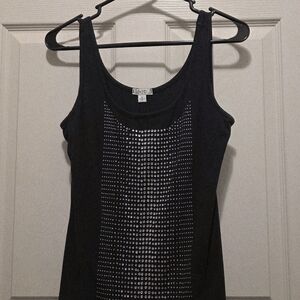 Love Black Tank Top with Silver Dots